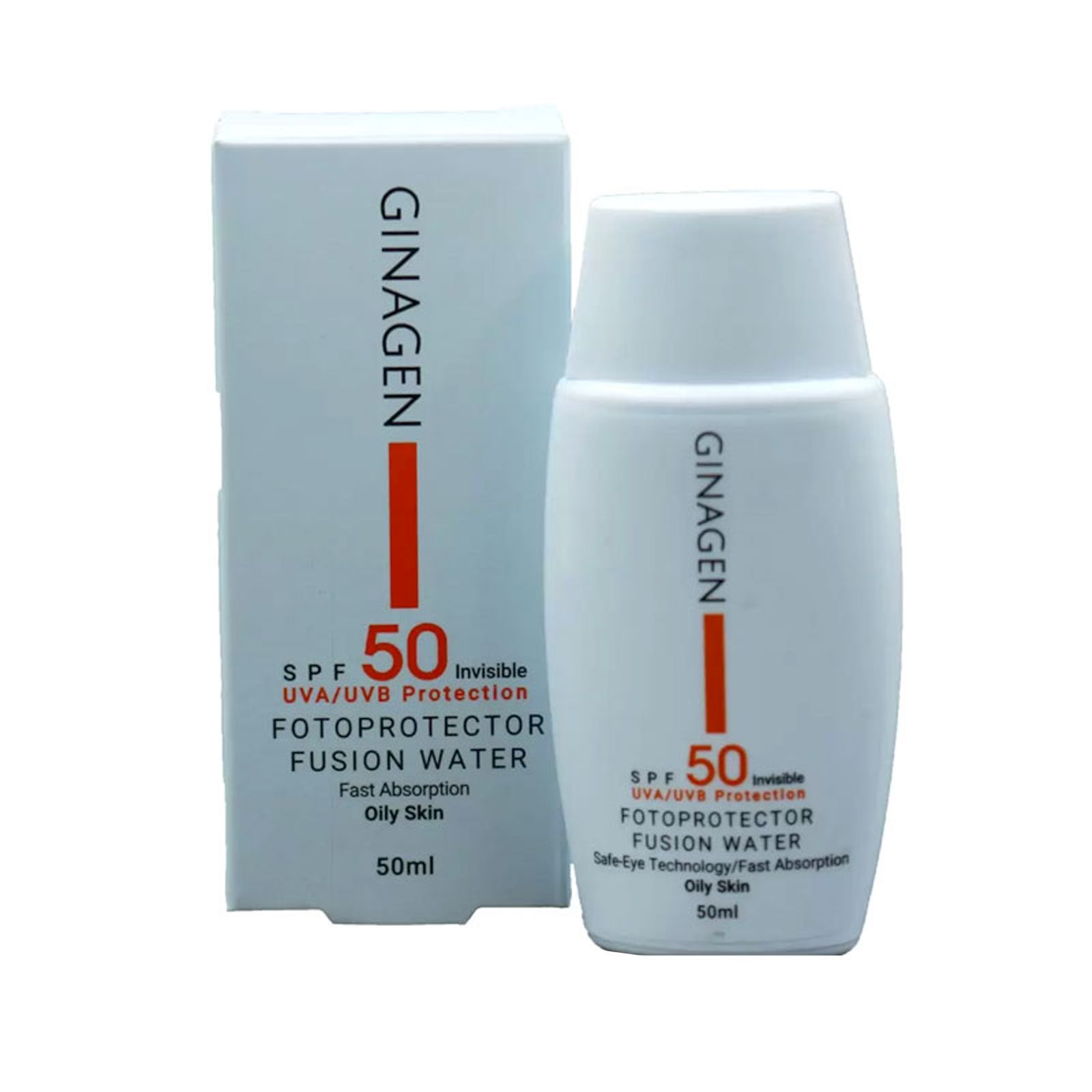 ضد آفتاب بی‌رنگ فیوژن واتر ژیناژن SPF50+ مناسب پوست چرب