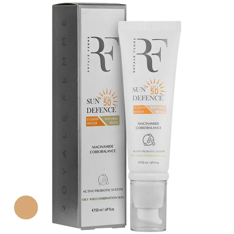 کرم ضد آفتاب رنگی فیوژن واتر آر اف SPF50 بژ طبیعی مناسب پوست چرب و مختلط