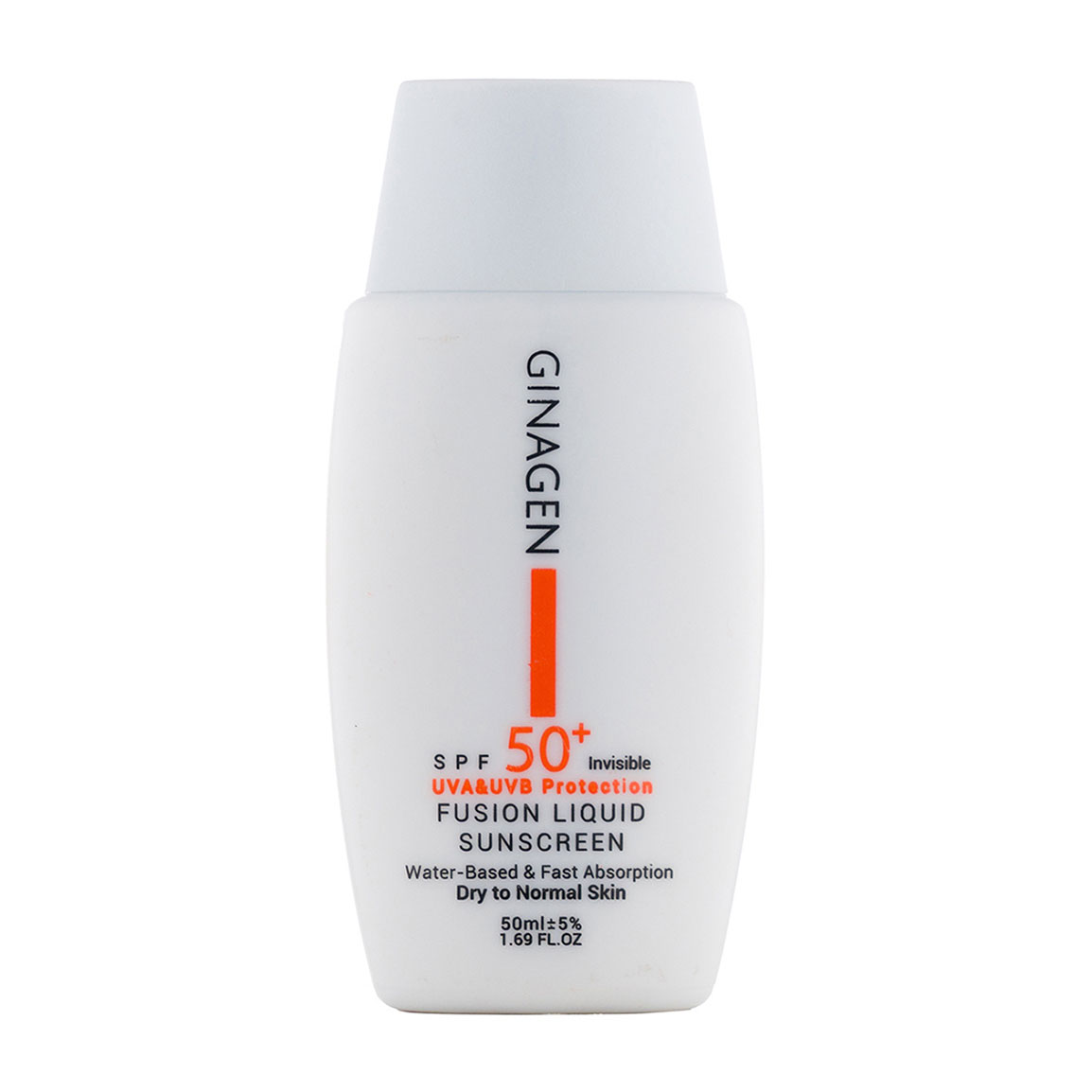 کرم ضد آفتاب فیوژن واتر بی‌رنگ ژیناژن SPF50 مناسب پوست خشک و نرمال